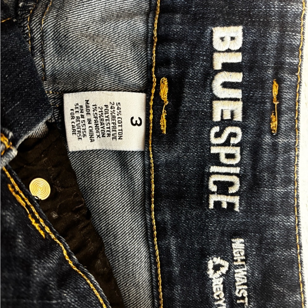Blue Spice Denim Shorts Women's Size 3 Dark Wash Mid Rise Cuffed Stretch - Picture 8 of 8